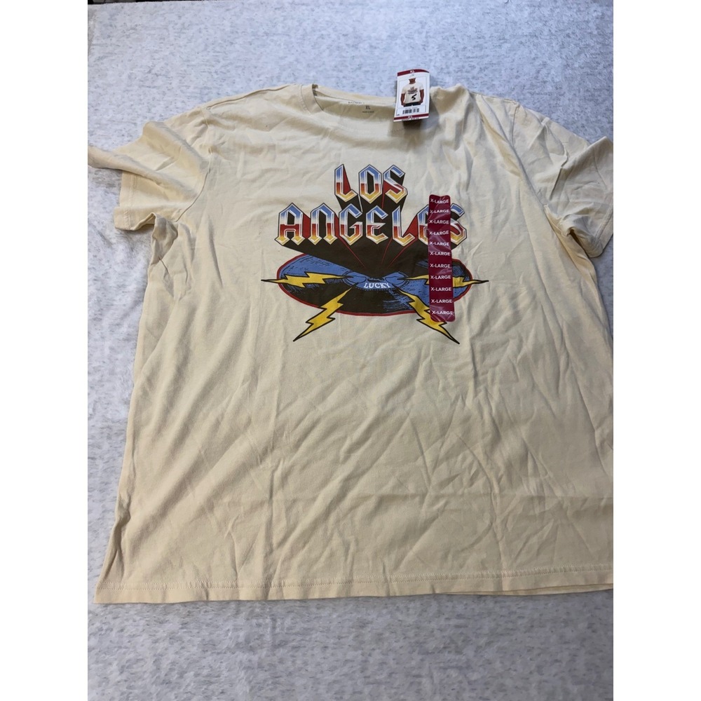 Lucky Brand Mens Los Angeles Graphic Tee‎ Cream XL 141531 Short Sleeve T-Shirt